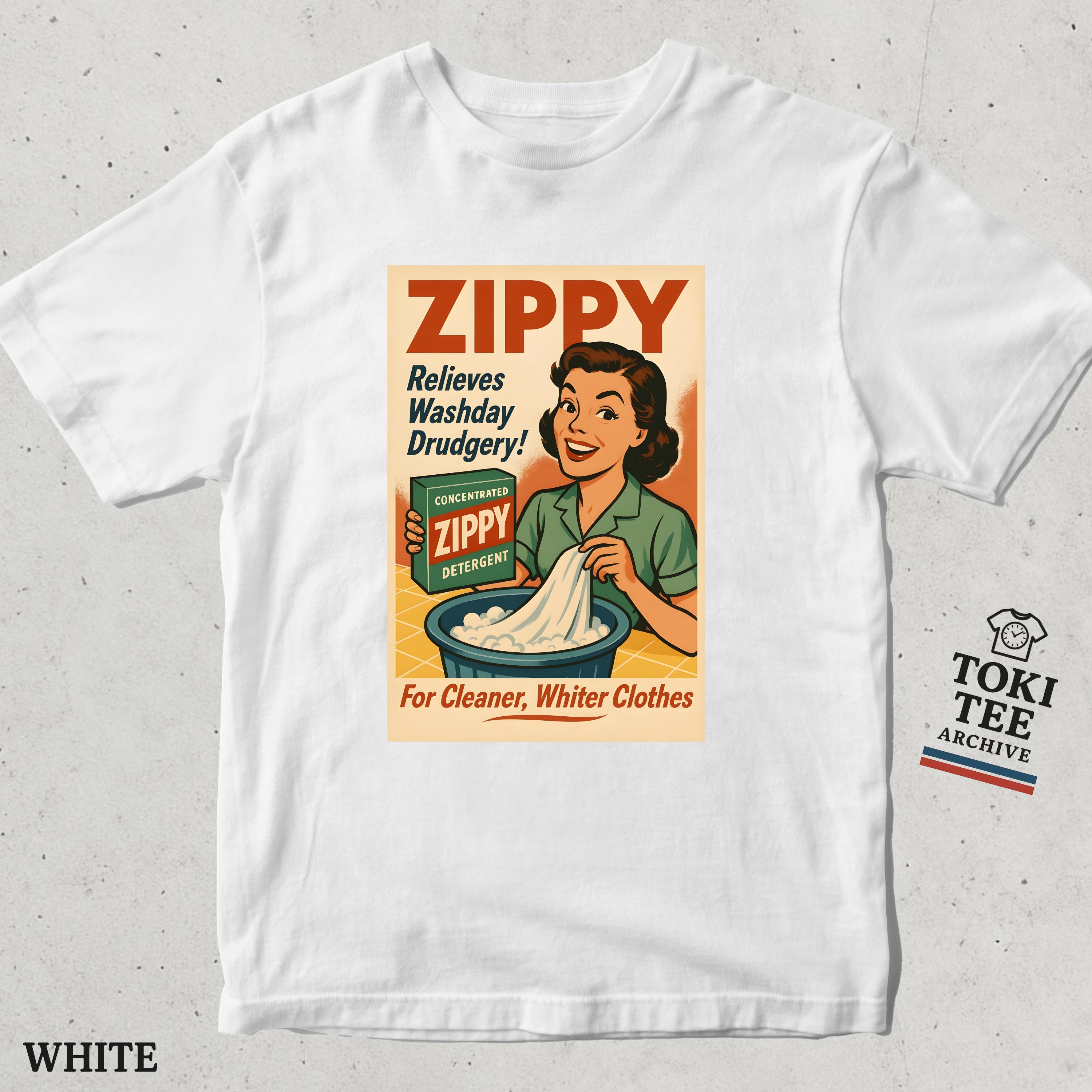 送料★WOOALONG★Lettering graphic vintage washing T-shirts★ Retro Zippy Detergent Ad T-shirt / Vintage 1950s Style Funny