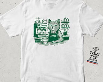 Grumpy Barista Cat T-Shirt: Funny Coffee Lover Tee