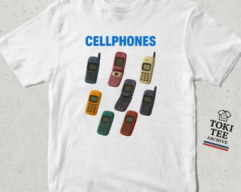 Retro Cellphones T-Shirt: 90s Tech Nostalgia Tee