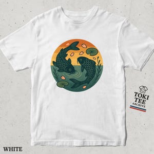 Koi Fish T-Shirt: Japanese Zen Art, Lotus Sunset Graphic Tee