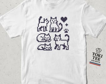 Pixel Art Cat T-Shirt: 8-Bit Retro Gamer Kitty Tee