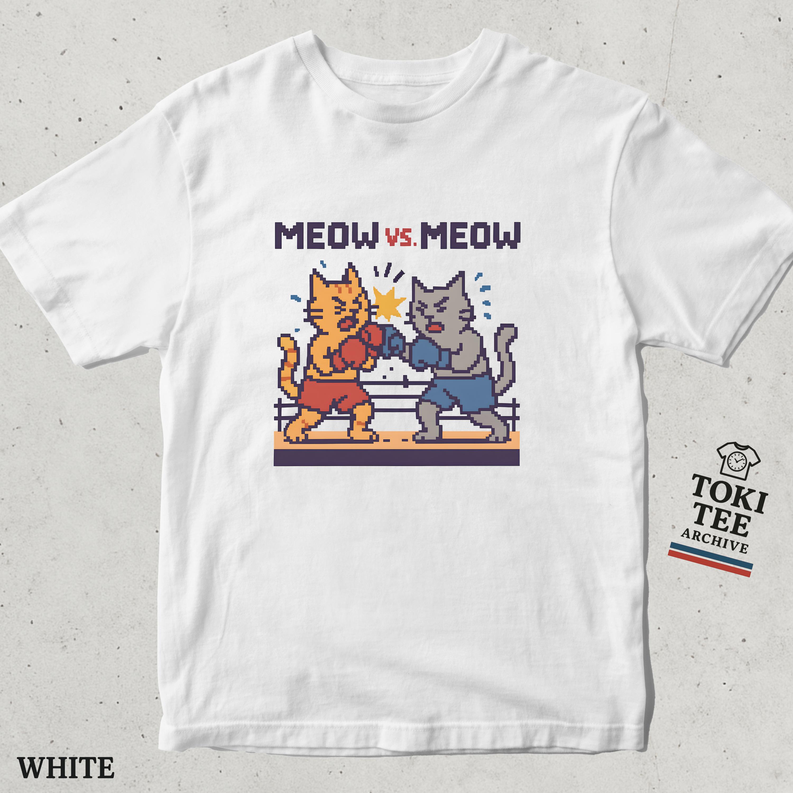 Funny Boxing Cats Pixel Art T-Shirt: Retro Gamer Tee