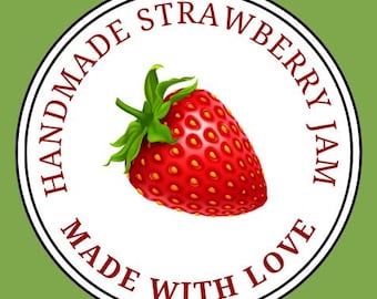 Editable Strawberry Jam Label - Printable Canning Jar Sticker - Sheet of 12 - Instant Download