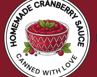 Editable Cranberry Sauce Canning Labels | Food Stickers - Digital Download