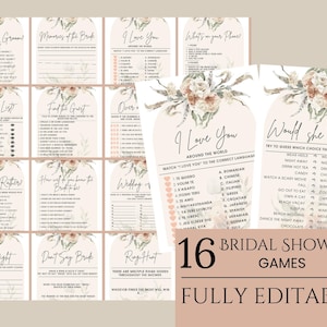 Boho Bridal Shower Games, Boho Floral Bridal Shower Editable Games, Boho Printable Games, Bohemian Games Pack, Bohemian Bridal Games