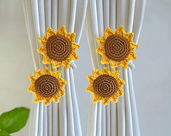 Handmade Creative Sunflower Curtain Ties, Cute Crochet Yarn Curtain Tiebacks, Decorations for Curtain Curtain tie-back, Housewarming Gift