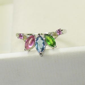 Natural Blue Topaz Ring Sterling Silver Engagement Ring For Women - Promise Ring December Birthstone All Size Available