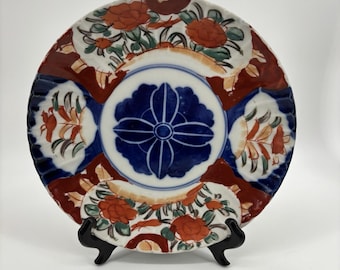 Antique Japanese Edo Meiji Period Arita Imari Decorative Flower Plate, 8 1/2"