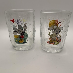 2 Vtg 2000 Disney Drinking Glasses World Mickey Mouse Celebration McDonald's