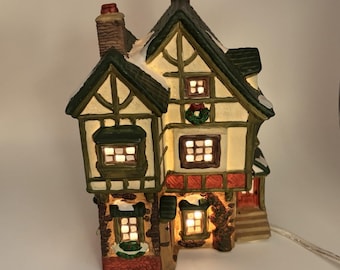 O'Well Novelty CAFE SHOP Lighted Christmas House Building 1994