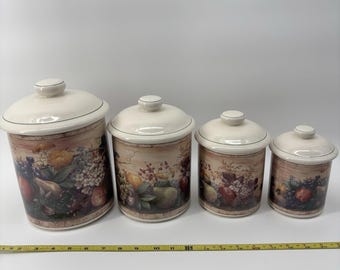 Certified International Corp Pamela Gladding Cannisters Windsor Set 4 FruitFlora