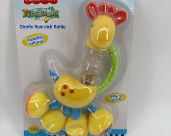 Giraffe Rainstick Rattle By Fisher-Price Teethable Surfaces - Vintage - New 2006