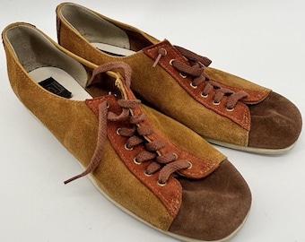 VTG 70s-80s Women BRUNSWICK Suede "Marigold" Bowling Shoes Tan-Brown-Rust