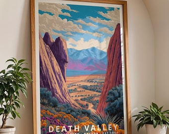 Death Valley National Park Poster, Modern Retro Travel Wall Art, Hiking Adventure Gift, Nature Landscape Decor (Unframed)