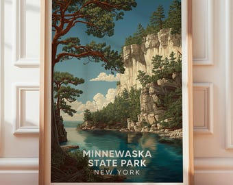 Minnewaska State Park-affisch, vintageresetryck, retro landskapskonst