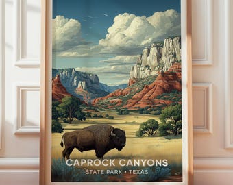 Caprock Canyons State Park-affisch, Texas vintage-resetryck