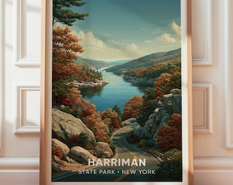 Harriman State Park-affisch, vintage-resetryck, New York-landskap