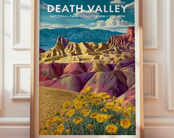 Death Valley nationalpark-affisch, landskapsväggdekor, retro resetryck