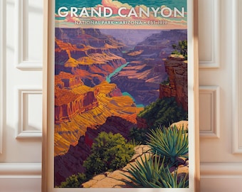 Grand Canyon nationalpark poster, landskapsväggdekor, retro resetryck