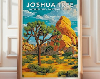 Joshua Tree National Park Poster, Landskapsväggdekor, Retro Resetryck