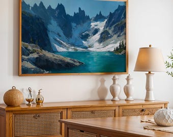 North Cascades National Park Poster, Oil Painting Wall Art, Nature Landscape Print