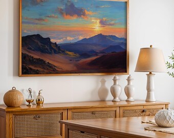 Póster del Parque Nacional Haleakalā, cuadro al óleo para pared, lámina de paisaje natural.