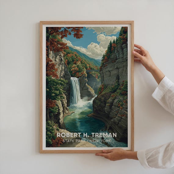 Robert H. Treman State Park Poster, Vintage Travel Print, New York