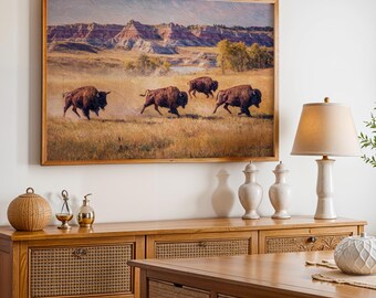 Theodore Roosevelt National Park Poster, Oil Painting Wall Art, Nature Landscape Print