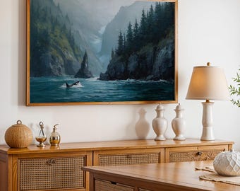 Kenai Fjords National Park Poster, Oil Painting Wall Art, Nature Landscape Print