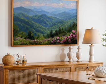 Great Smoky Mountains National Park Poster, Oil Painting Wall Art, Nature Landscape Print