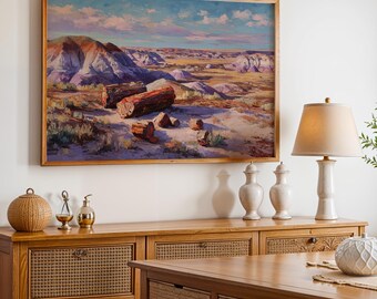 Petrified Forest National Park Poster, Oil Painting Wall Art, Nature Landscape Print