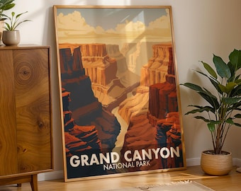 Grand Canyon nationalpark-affisch, retro resetryck, modern väggkonst från mitten av århundradet