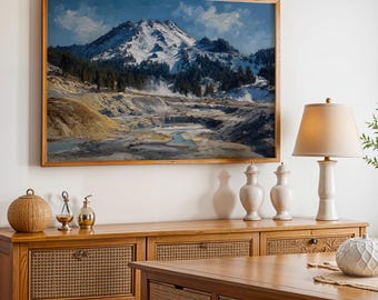 Lassen Volcanic National Park Poster, Oil Painting Wall Art, Nature Landscape Print