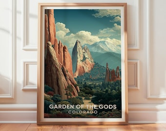 Trädgård av gudarna Colorado-tryck, vintage reseaffisch, naturlandskapsväggkonst