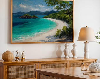 Virgin Islands National Park Poster, Oil Painting Wall Art, Nature Landscape Print