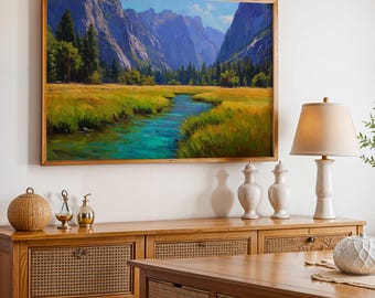 Kings Canyon National Park Poster, Oil Painting Wall Art, Nature Landscape Print