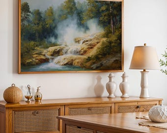 Hot Springs National Park Poster, Oil Painting Wall Art, Nature Landscape Print