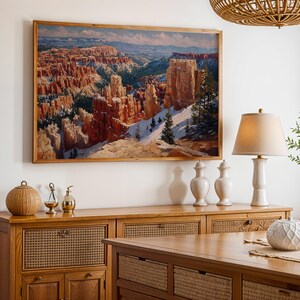 Póster del Parque Nacional Bryce Canyon, cuadro al óleo para pared, lámina de paisaje natural.