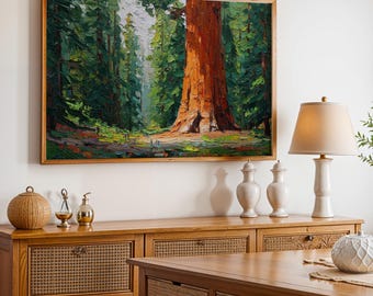 Sequoia National Park Poster, Oil Painting Wall Art, Nature Landscape Print