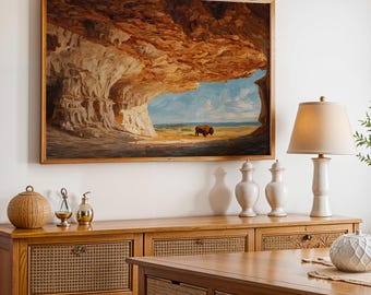 Wind Cave National Park Poster, Oil Painting Wall Art, Nature Landscape Print