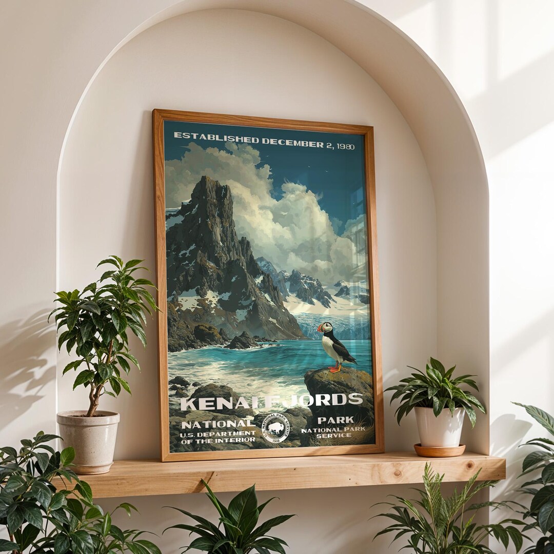 Picture of Kenai Fjords National Park Poster WPA Style, Retro Travel Wall Art ...