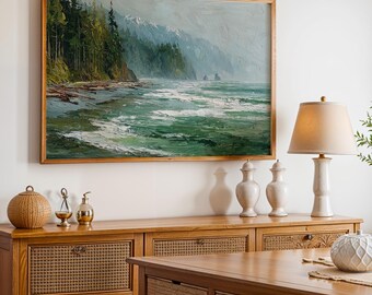 Olympic National Park Poster, Oil Painting Wall Art, Nature Landscape Print