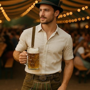 Men&#39;s Suede Lederhosen Shorts: Bavarian Oktoberfest Outfit, Embroidered Details