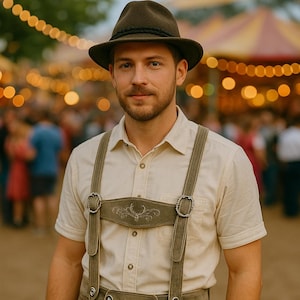 Men&#39;s Genuine Suede Lederhosen Shorts: Bavarian Oktoberfest Outfit