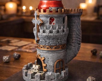 DND Dice Tower and Drink Holder, 3D Printed Castle Design
