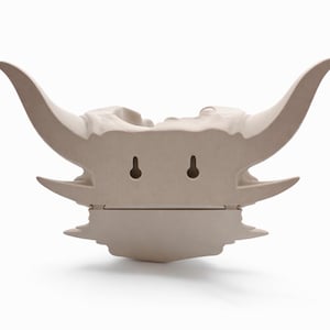 Rear view of the dragon skull wall planter showing mounting holes and flat back surface.