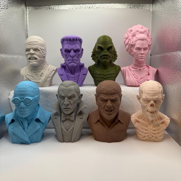 Universal Monster Bust Set – 3D Printed Horror Monster Collectibles