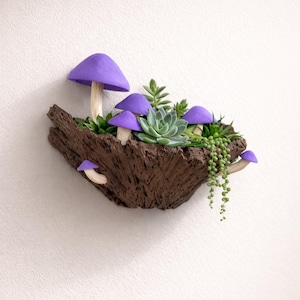 Mushroom Wall Planter | Fantasy Forest Decor | Whimsical Hanging Planter for Succulents or Air Plants