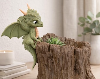 Climbing Dragon Planter: Whimsical Fantasy Garden Decor – Custom Color