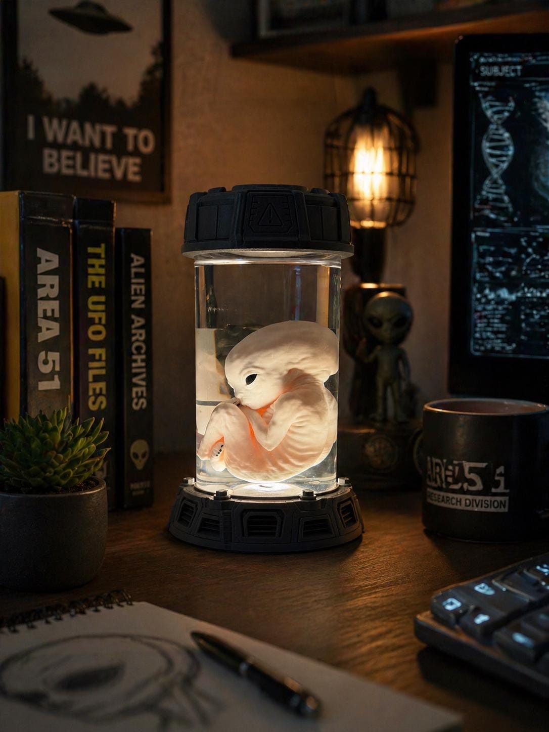 Alien Specimen Jar Lamp, Sci Fi Decor, Creepy Alien Embryo Display - Etsy